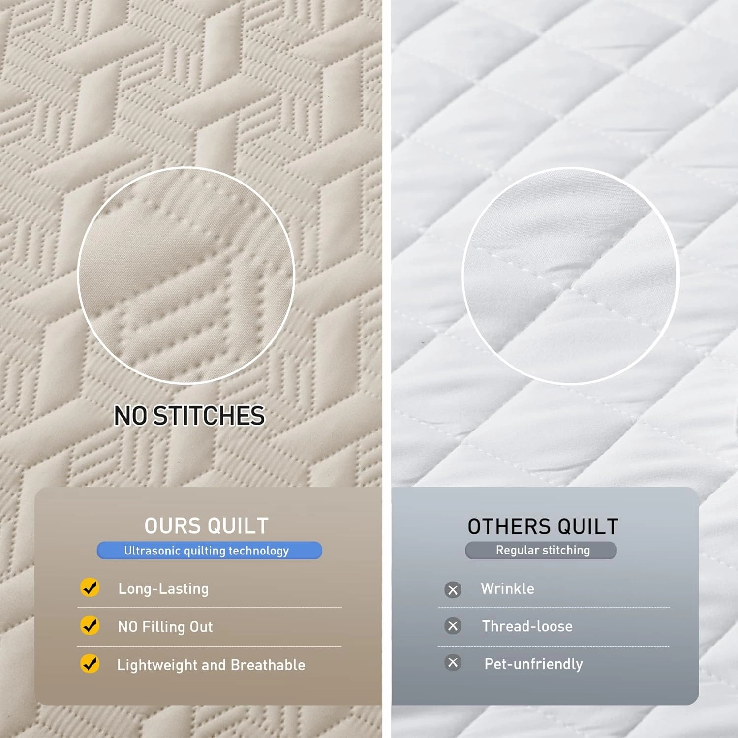 Lavsiry Beige Quilt King Size Bedding Set, Summer Thin Microfiber Quilted Bedspread & Coverlet, Soft Lightweight Comforter for All Seasons - 3 Piece(1 Quilt, 2 Pillow Shams)