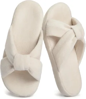 LazyStep Women's Crossband House Slippers, Open Toe House Shoes, Slip on Slides Indoor Outdoor