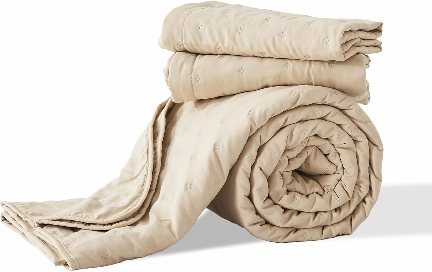 LEAONME Quilt Set King Size 3 Pieces,Lightweight Beige Bedspread-98''x106'',Soft Microfiber Summer Quilt,Luxurious Warm Coverlet Sets for All Seasons (Includes 1 Quilt, 2 Shams)
