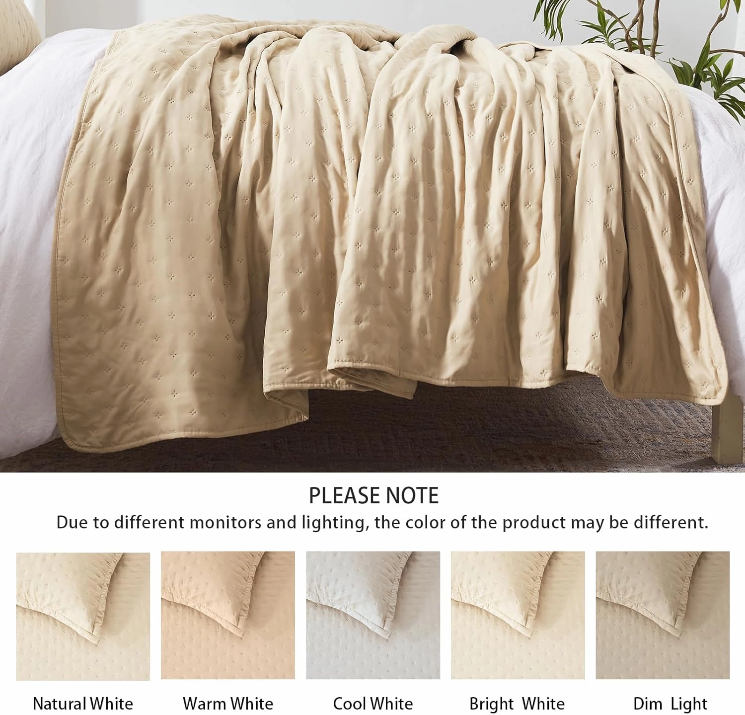 LEAONME Quilt Set King Size 3 Pieces,Lightweight Beige Bedspread-98''x106'',Soft Microfiber Summer Quilt,Luxurious Warm Coverlet Sets for All Seasons (Includes 1 Quilt, 2 Shams)