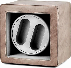 Leather Retro Dual-Position Watch Shaker Mechanical Watch Silent Swing Device Household Dual-Power Watch Winding Box Storage Case with LED Light Quiet and Well oper