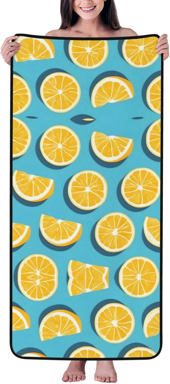 Lemon Wedges Ultra Soft Absorbent Bath Towel (27x55 Inches) | Quick Dry Plush Towel for Bathroom, Spa, Gym, Beach