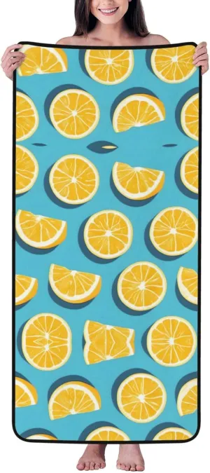 Lemon Wedges Ultra Soft Absorbent Bath Towel (27x55 Inches) | Quick Dry Plush Towel for Bathroom, Spa, Gym, Beach