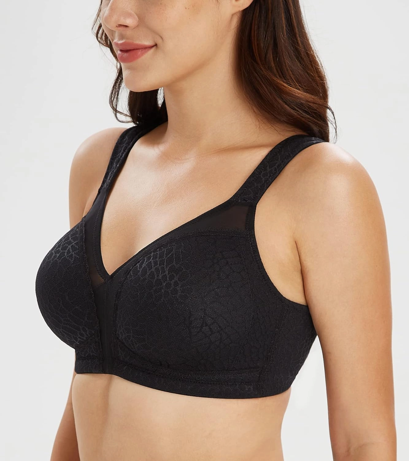 Lemorosy Women's Plus Size Full Coverage Non Padded Wireless Minimizer Bra -Comfort and Double Support