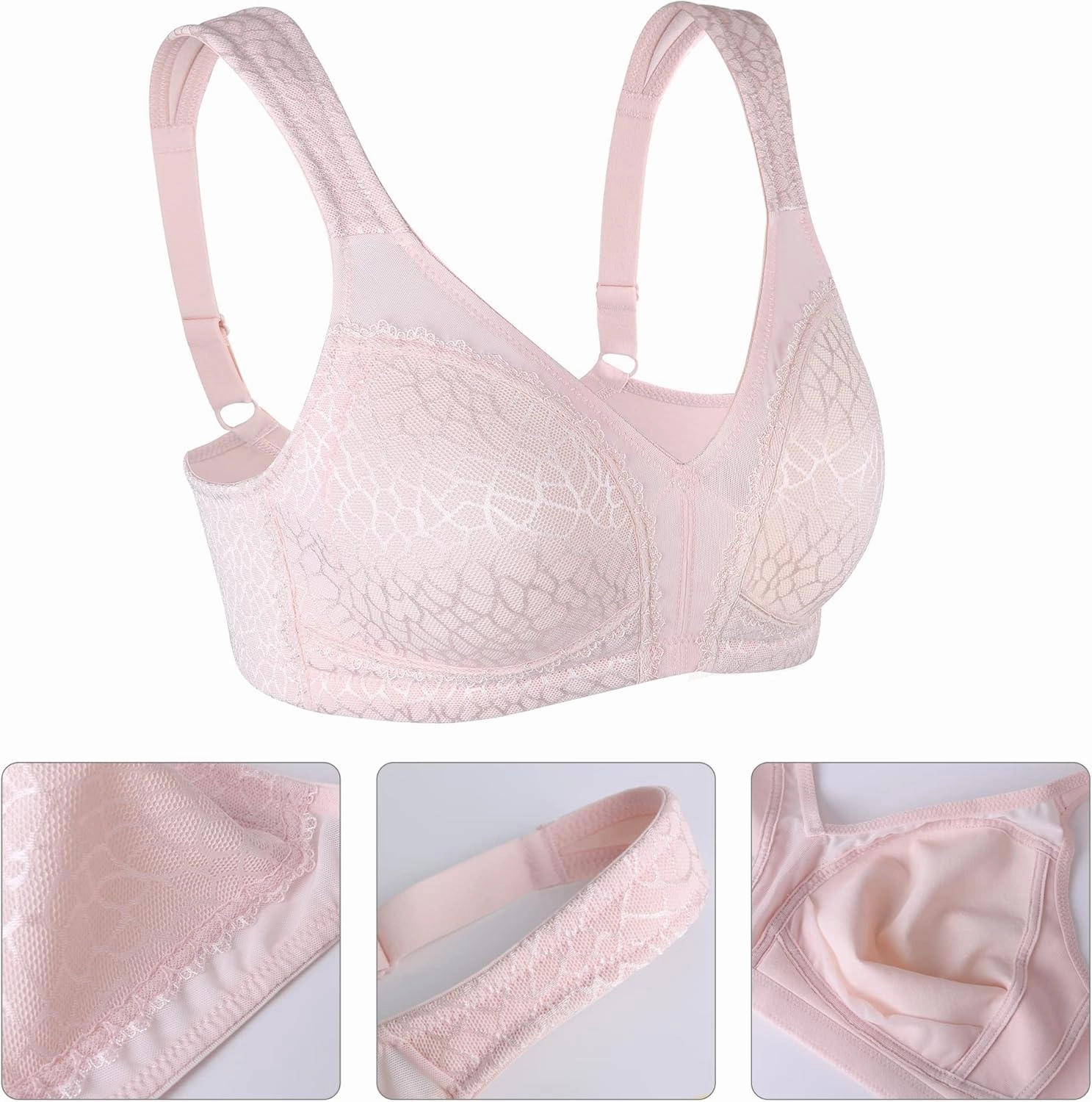 Lemorosy Women's Plus Size Full Coverage Non Padded Wireless Minimizer Bra -Comfort and Double Support