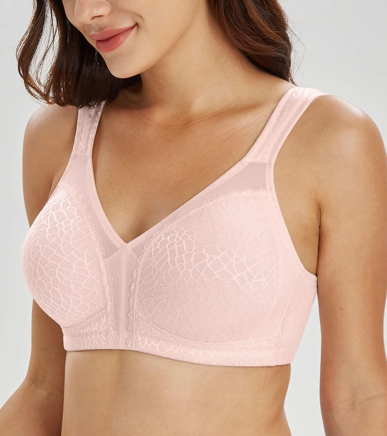 Lemorosy Women's Plus Size Full Coverage Non Padded Wireless Minimizer Bra -Comfort and Double Support