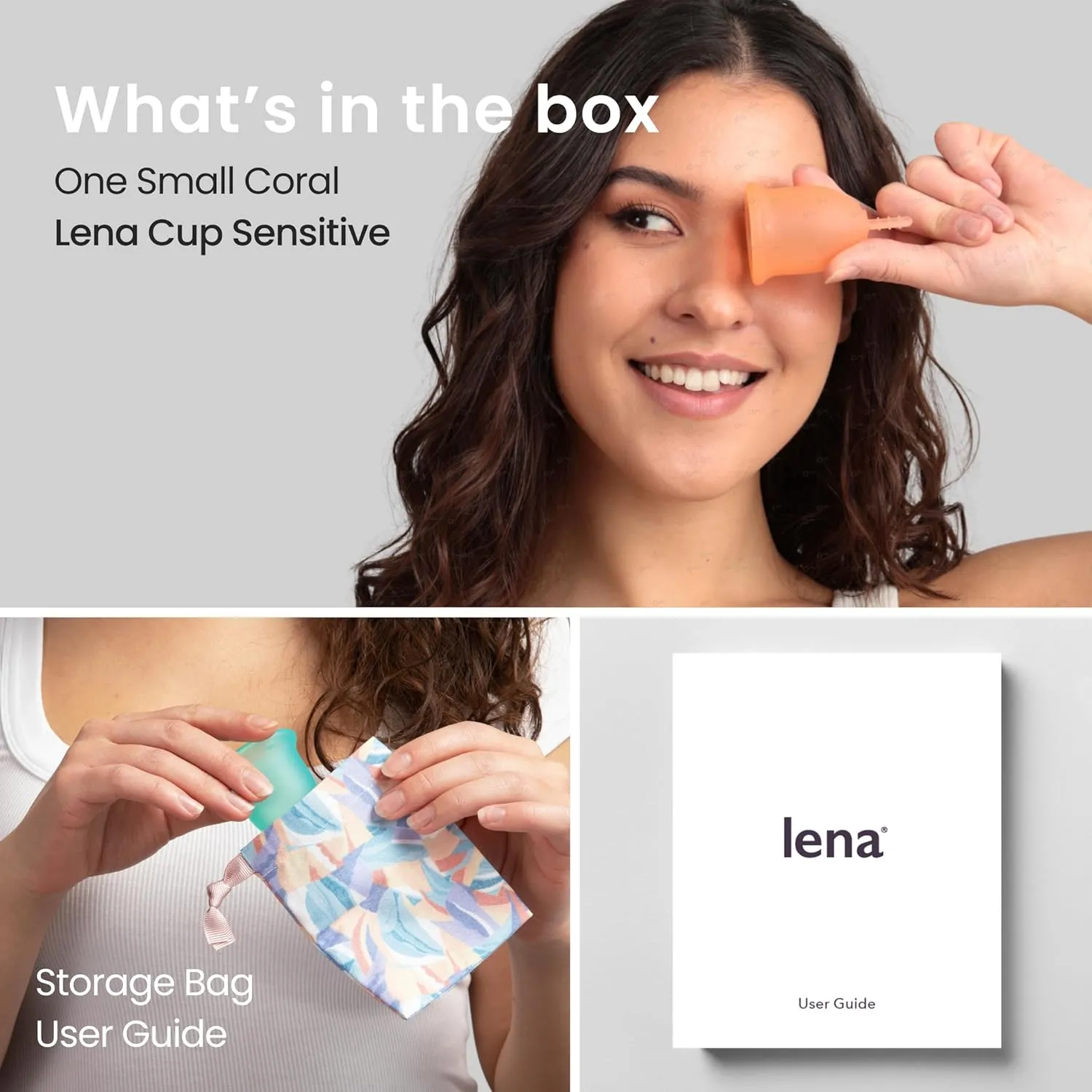Lena Sensitive Menstrual Cup - Reusable, Soft Silicone, Light & Heavy Flow, Beginner Use - Ideal Alternative to Tampons, Pads, Period Underwear - Period Solution - Small - Coral