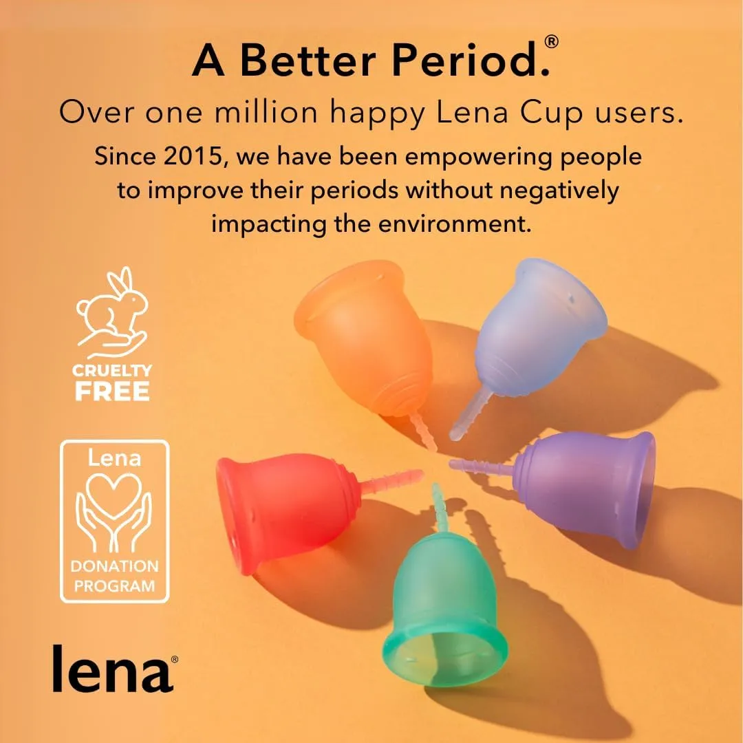 Lena Sensitive Menstrual Cup - Reusable, Soft Silicone, Light & Heavy Flow, Beginner Use - Ideal Alternative to Tampons, Pads, Period Underwear - Period Solution - Small - Coral