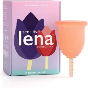 Lena Sensitive Menstrual Cup - Reusable, Soft Silicone, Light & Heavy Flow, Beginner Use - Ideal Alternative to Tampons, Pads, Period Underwear - Period Solution - Small - Coral