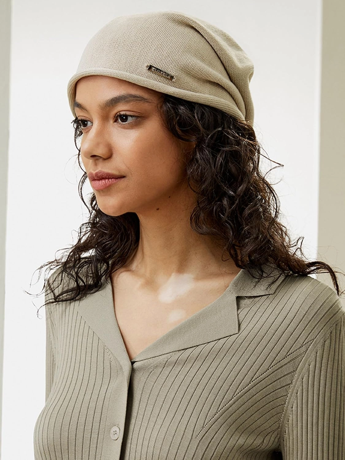 LilySilk Silk Knitted Slouchy Beanie Breathable Curly Hair Thin Women Men Stretch Skull Cap Slap Soft Comfortable