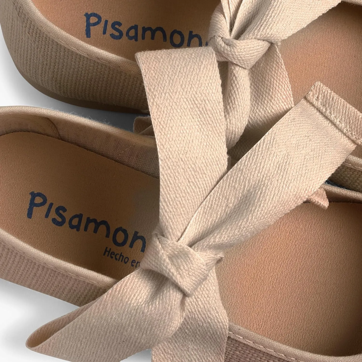 Linen Mary Janes with Beige Bow