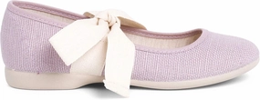 Linen Mary Janes with Beige Bow