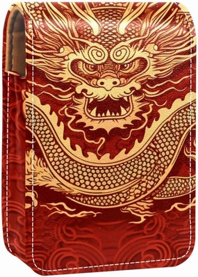 Lipstick Case,Portable Makeup Bag Cosmetic Pouch,Lipstick Holder Makeup Organizer,Chinese Gold Texture Dragons