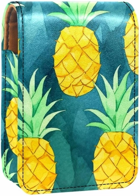 Lipstick Case,Portable Makeup Bag Cosmetic Pouch,Lipstick Holder Makeup Organizer,Floral Gold Fruit Pineapple