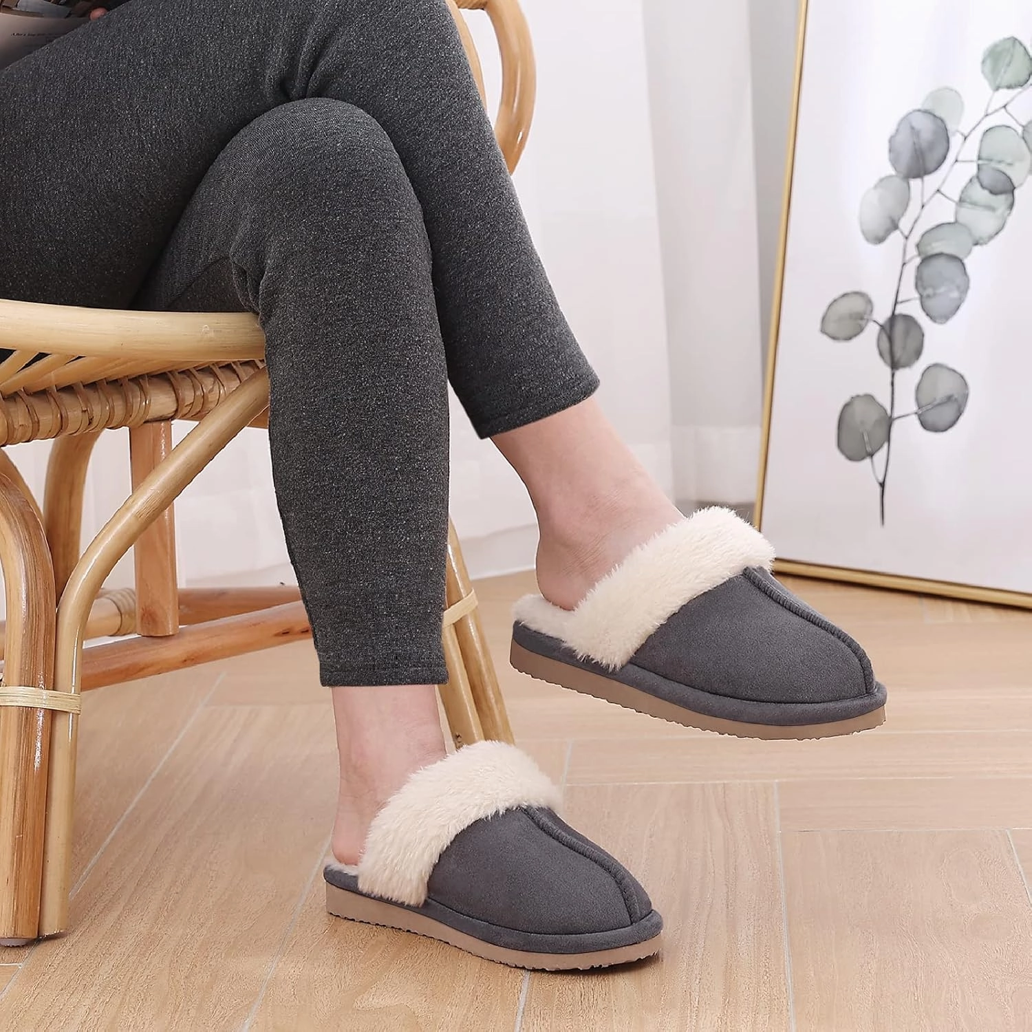 Litfun Women's Fuzzy Memory Foam Slippers Fluffy Winter House Shoes Indoor and Outdoor