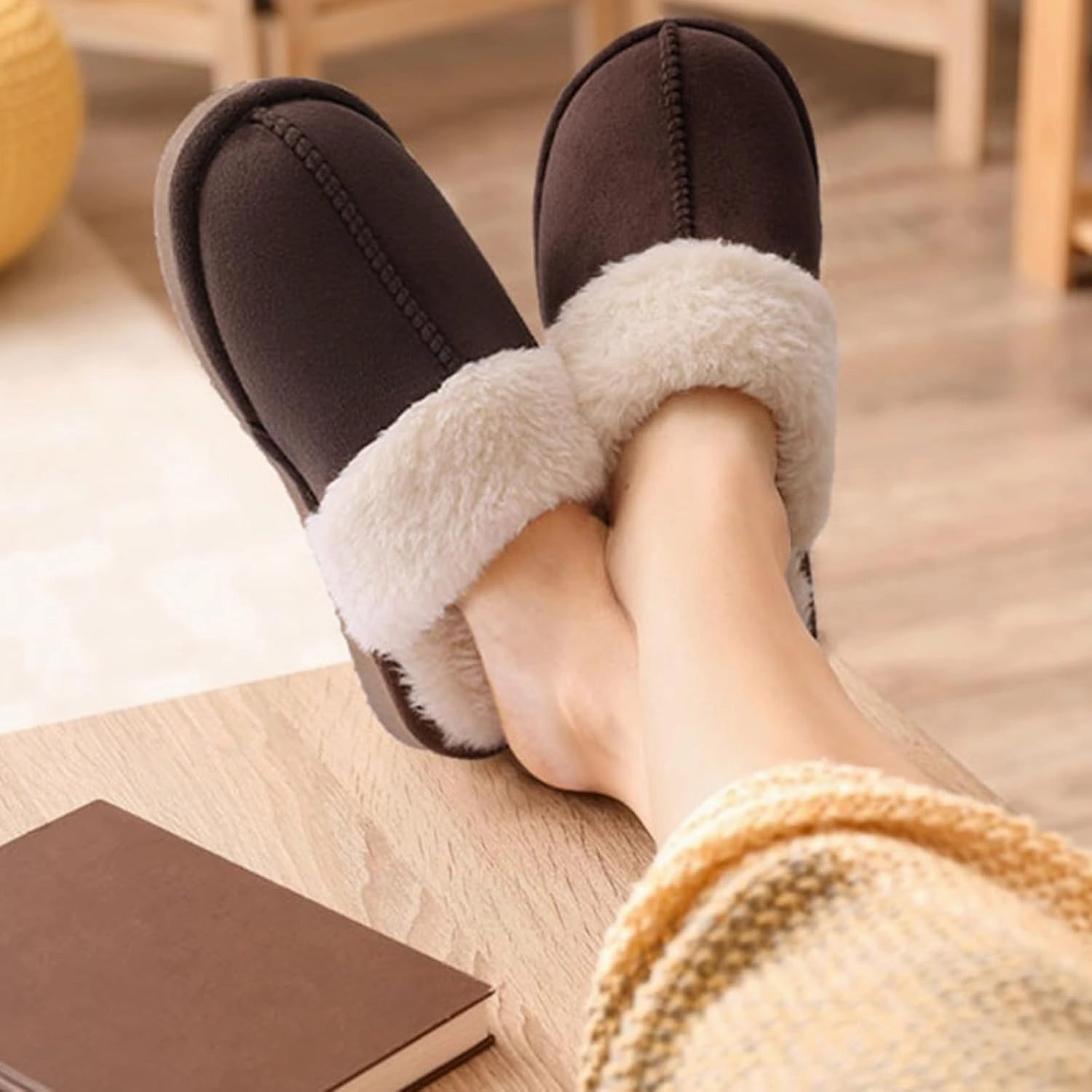 Litfun Women's Fuzzy Memory Foam Slippers Fluffy Winter House Shoes Indoor and Outdoor
