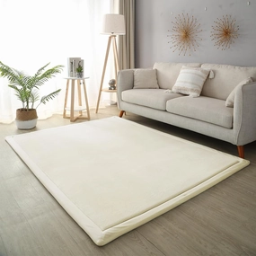Loartee Coral Velvet Crawling Rugs & Area Rugs (6'7"x9'10", Beige) for Toddler Children's Play & Yoga Mat