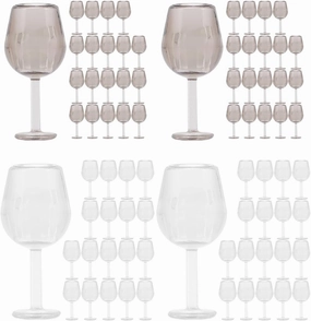 LOGOFUN 80 pcs Miniature Wine Glasses Mini Dollhouse Wine Glasses 1: 12 Scale Wine Goblet Miniature Drinking Cups Model for Dollhouse Kitchen Accessories