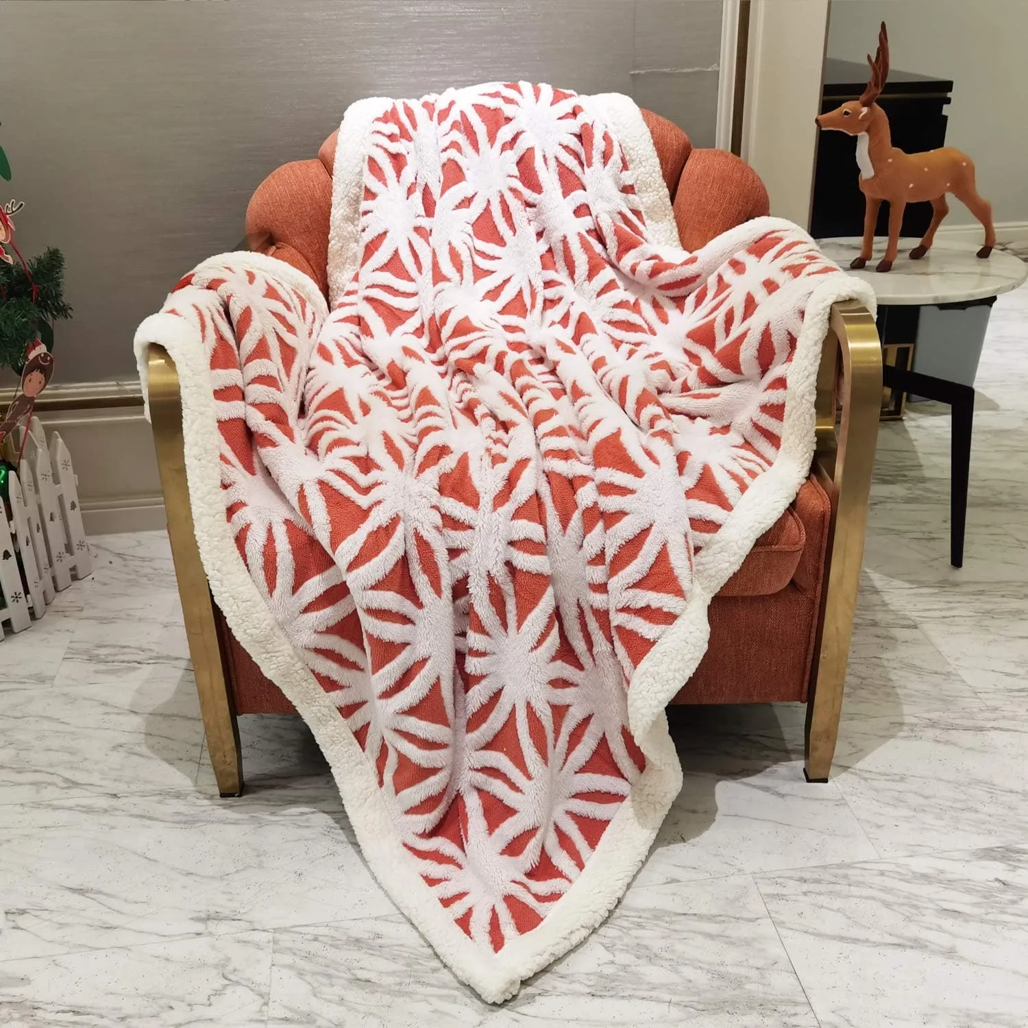 LOMAO Sherpa Fleece Blanket Fuzzy Soft Throw Blanket Dual Sided Blanket for Couch Sofa Bed (Coral, 51"x63")