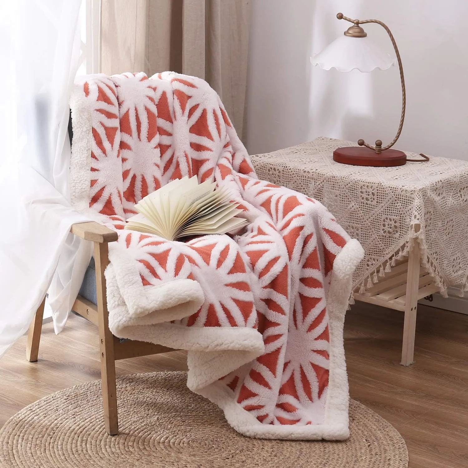 LOMAO Sherpa Fleece Blanket Fuzzy Soft Throw Blanket Dual Sided Blanket for Couch Sofa Bed (Coral, 51"x63")