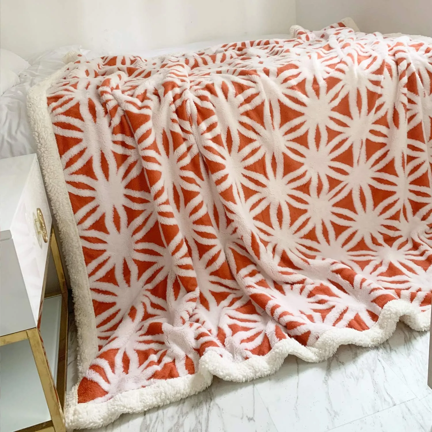 LOMAO Sherpa Fleece Blanket Fuzzy Soft Throw Blanket Dual Sided Blanket for Couch Sofa Bed (Coral, 51"x63")