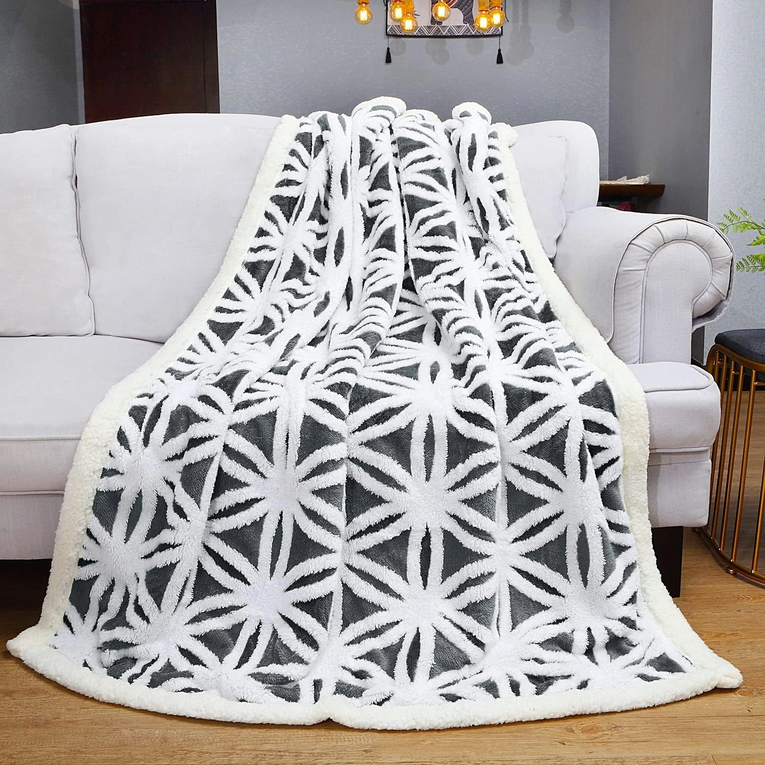 LOMAO Sherpa Fleece Blanket Fuzzy Soft Throw Blanket Dual Sided Blanket for Couch Sofa Bed (Dark Grey, 51''x63'')
