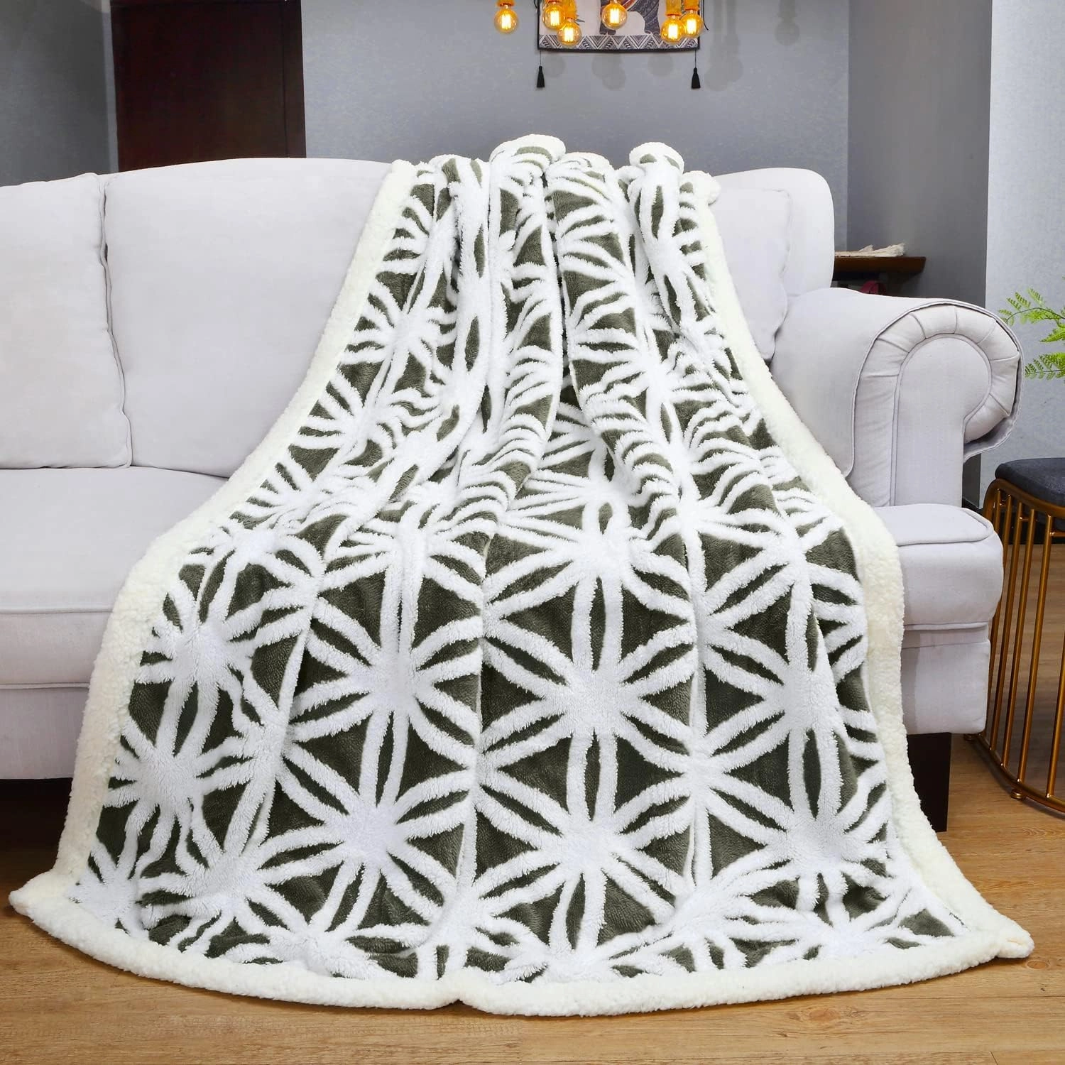LOMAO Sherpa Fleece Blanket Fuzzy Soft Throw Blanket Dual Sided Blanket for Couch Sofa Bed (Dark Olive, 51''x63'')