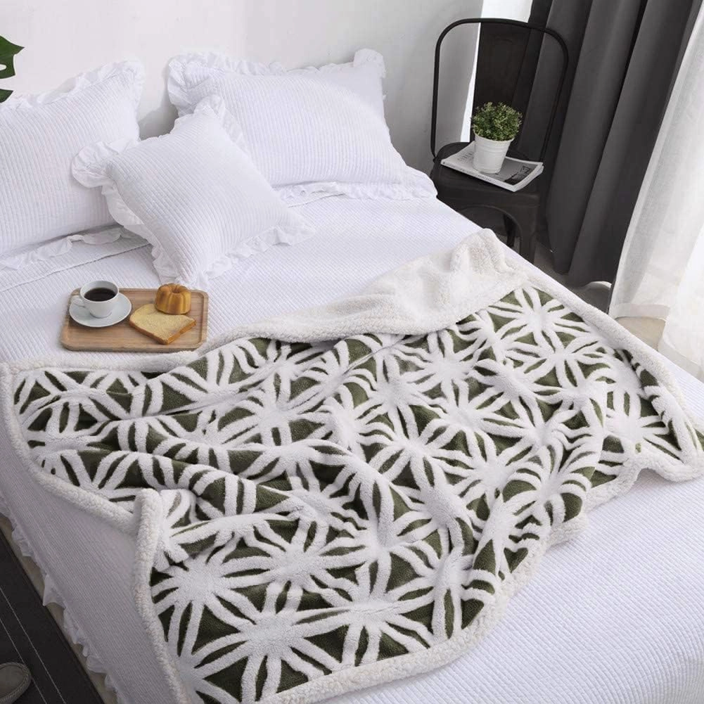 LOMAO Sherpa Fleece Blanket Fuzzy Soft Throw Blanket Dual Sided Blanket for Couch Sofa Bed (Dark Olive, 51''x63'')