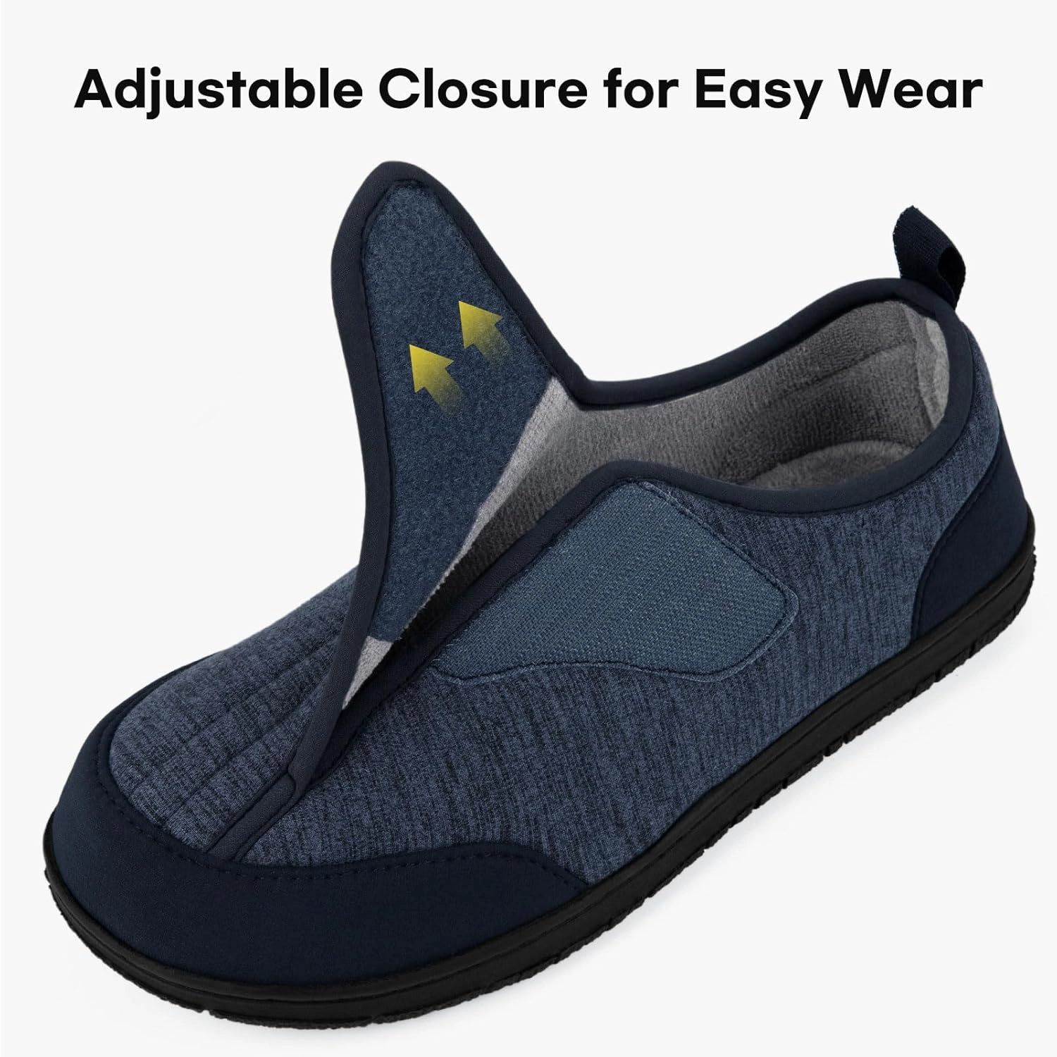 LongBay Men's Wide Slippers Adjustable Diabetic House Shoes Comfy Swollen Edema Slippers Indoor Outdoor