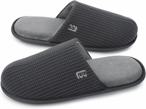 LongBay Mens House Slippers Comfy Knit Scuff Lightweight Memory Foam Slip On Bedroom Shoes for Indoor Outdoor Travel