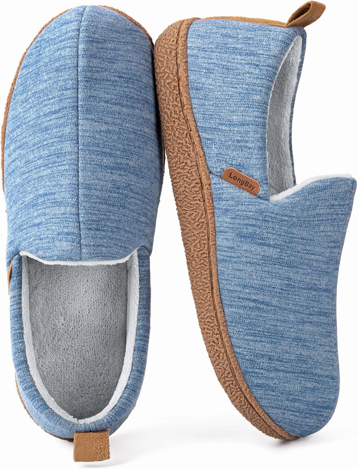 LongBay Women's Memory Foam House Shoes Cozy Brushed Jersey Slippers for Indoor Outdoor