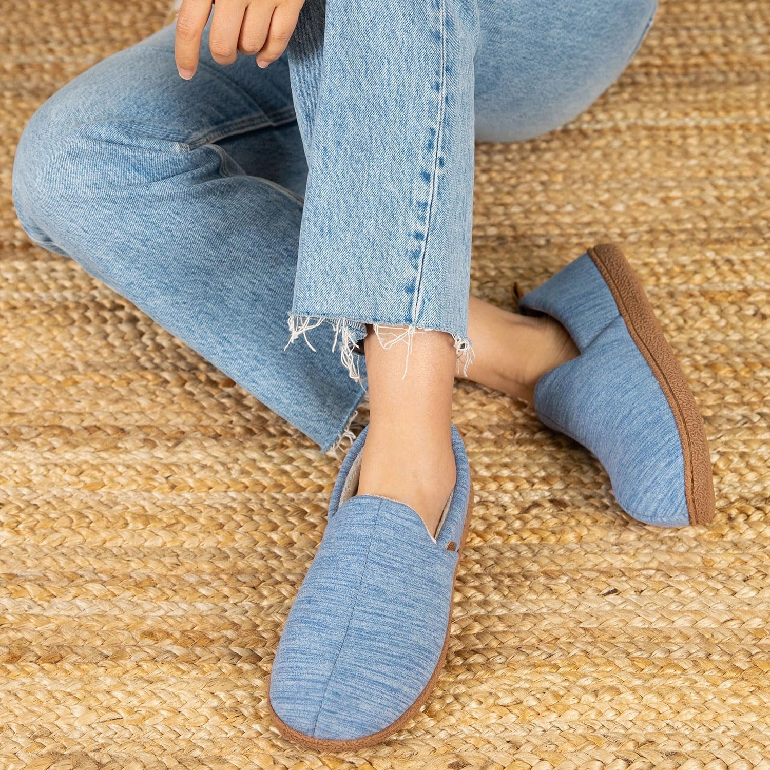LongBay Women's Memory Foam House Shoes Cozy Brushed Jersey Slippers for Indoor Outdoor