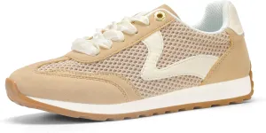 LUCKY STEP Women's Fashion Casual Running Trainer Ballet Gum Rubber Sole Organza Lace Up Walking Shoes Platform Retro Sneakers