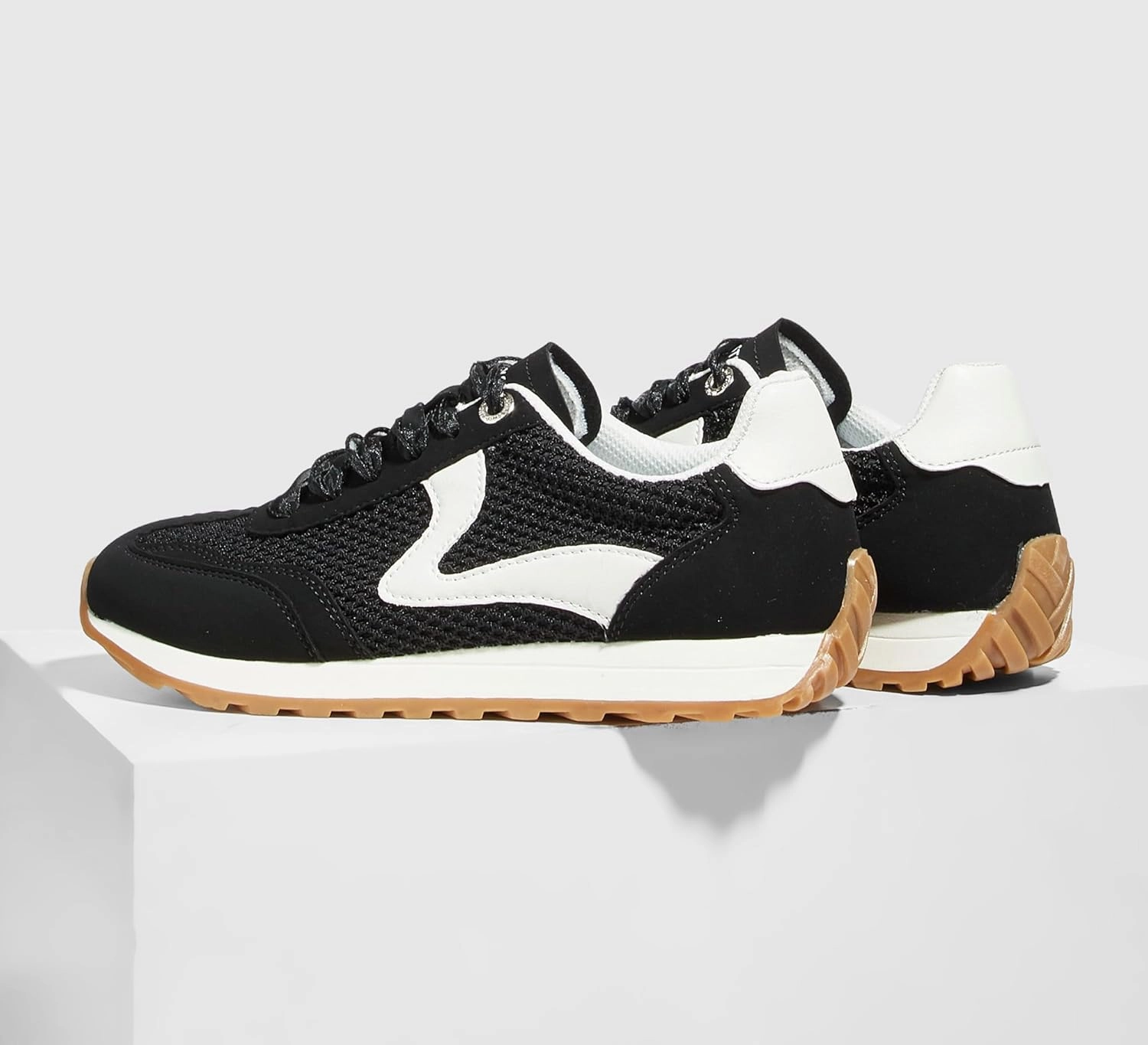 LUCKY STEP Women's Fashion Casual Running Trainer Ballet Gum Rubber Sole Organza Lace Up Walking Shoes Platform Retro Sneakers