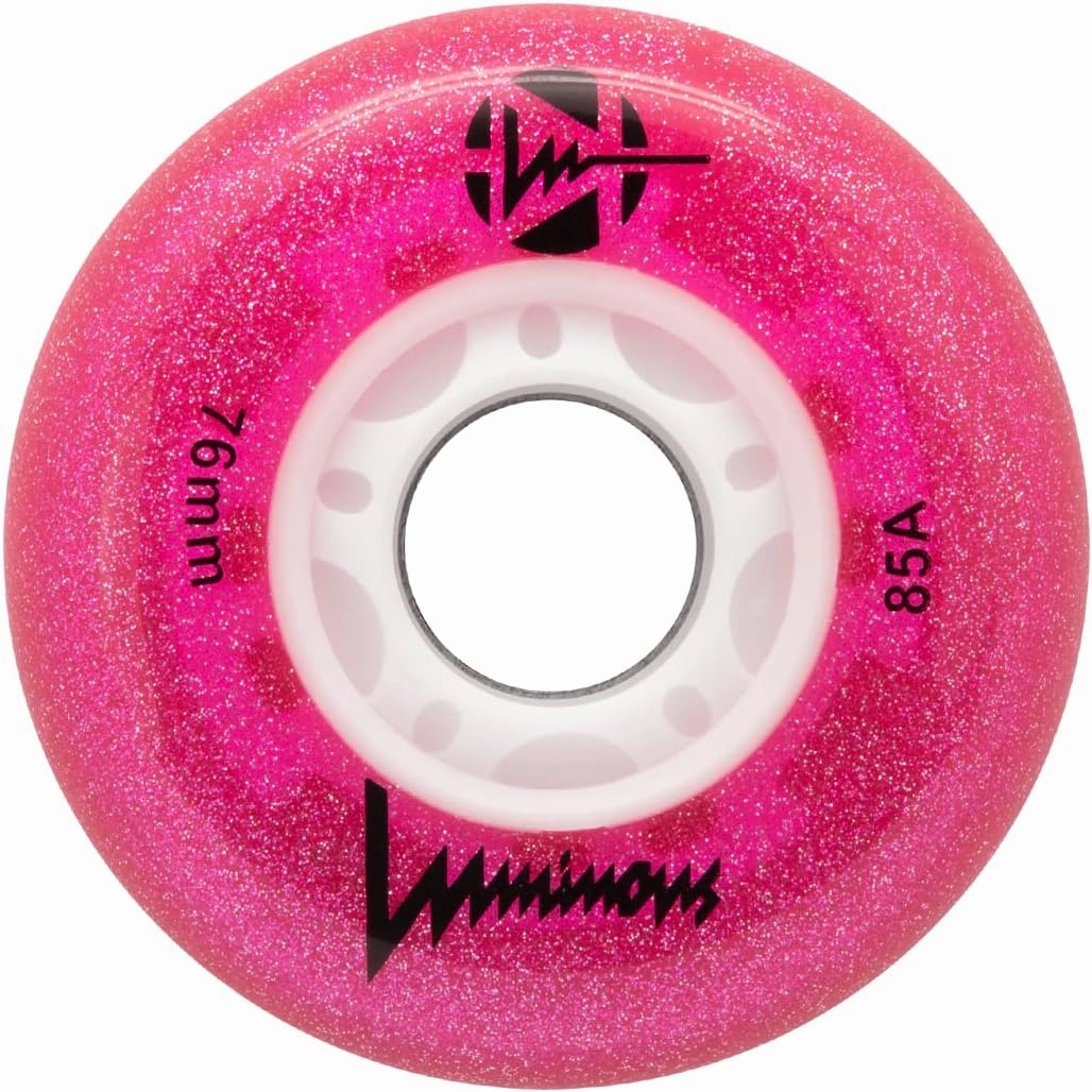 Luminous LED Inline Wheels 76mm Pink Glitter 4 Pack
