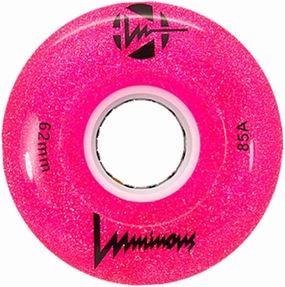 Luminous Pink Glitter Light-Up Quad Roller Skate Wheel (62mm) (Set of 4)