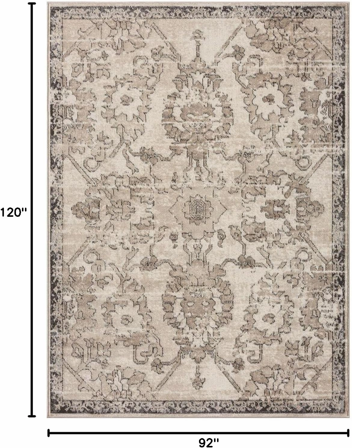 LUXE WEAVERS Oriental Floral Distressed Beige 8x10 Area Rug
