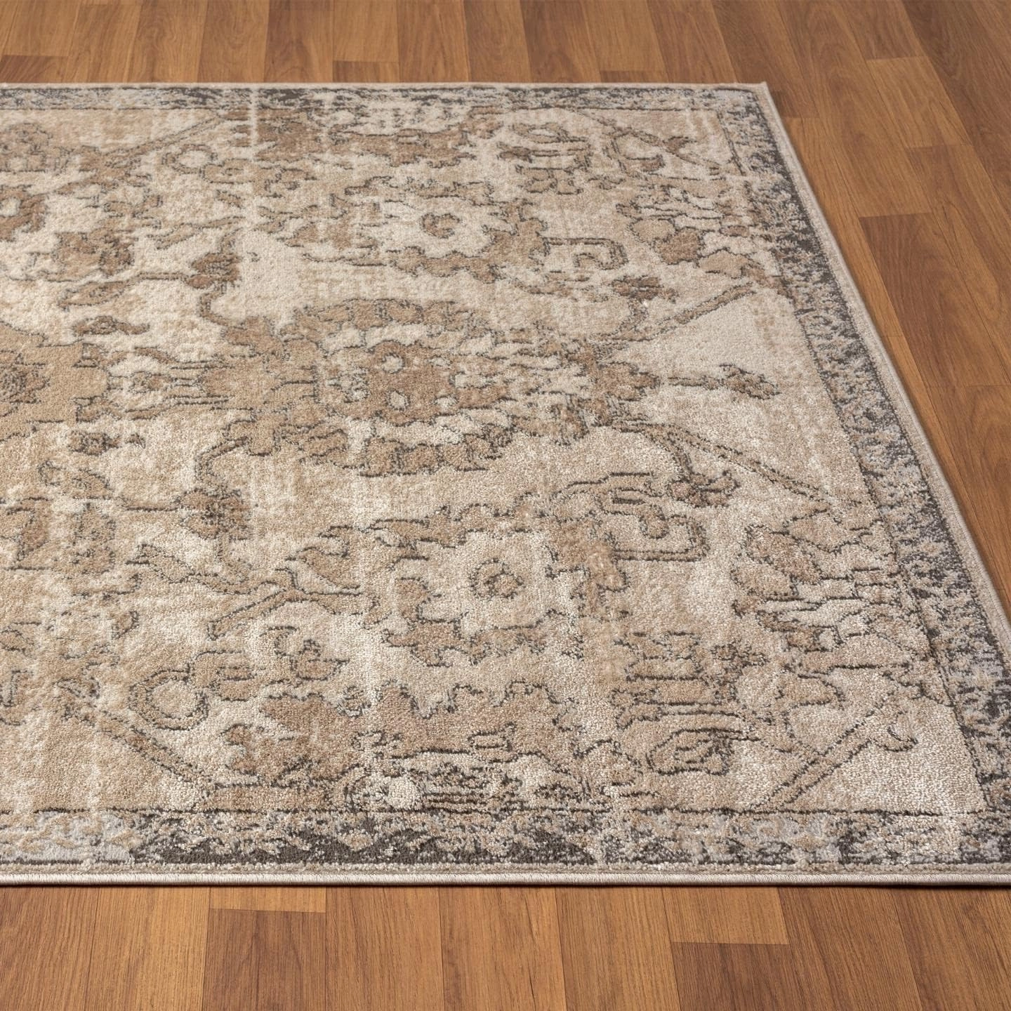 LUXE WEAVERS Oriental Floral Distressed Beige 8x10 Area Rug