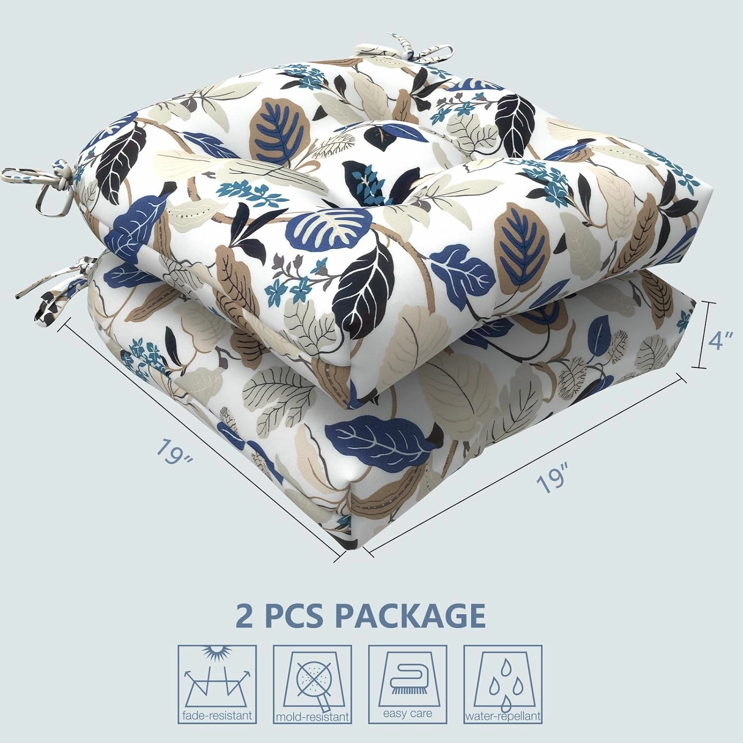 LVTXIII Outdoor Seat Cushions Seasonal Tufted Chair Cushions, Patio Chair Pads for Dining Chairs, Office Armchairs and Garden Furniture Decoration, Round Back, 19x19x4, Breeze Leaves Beige