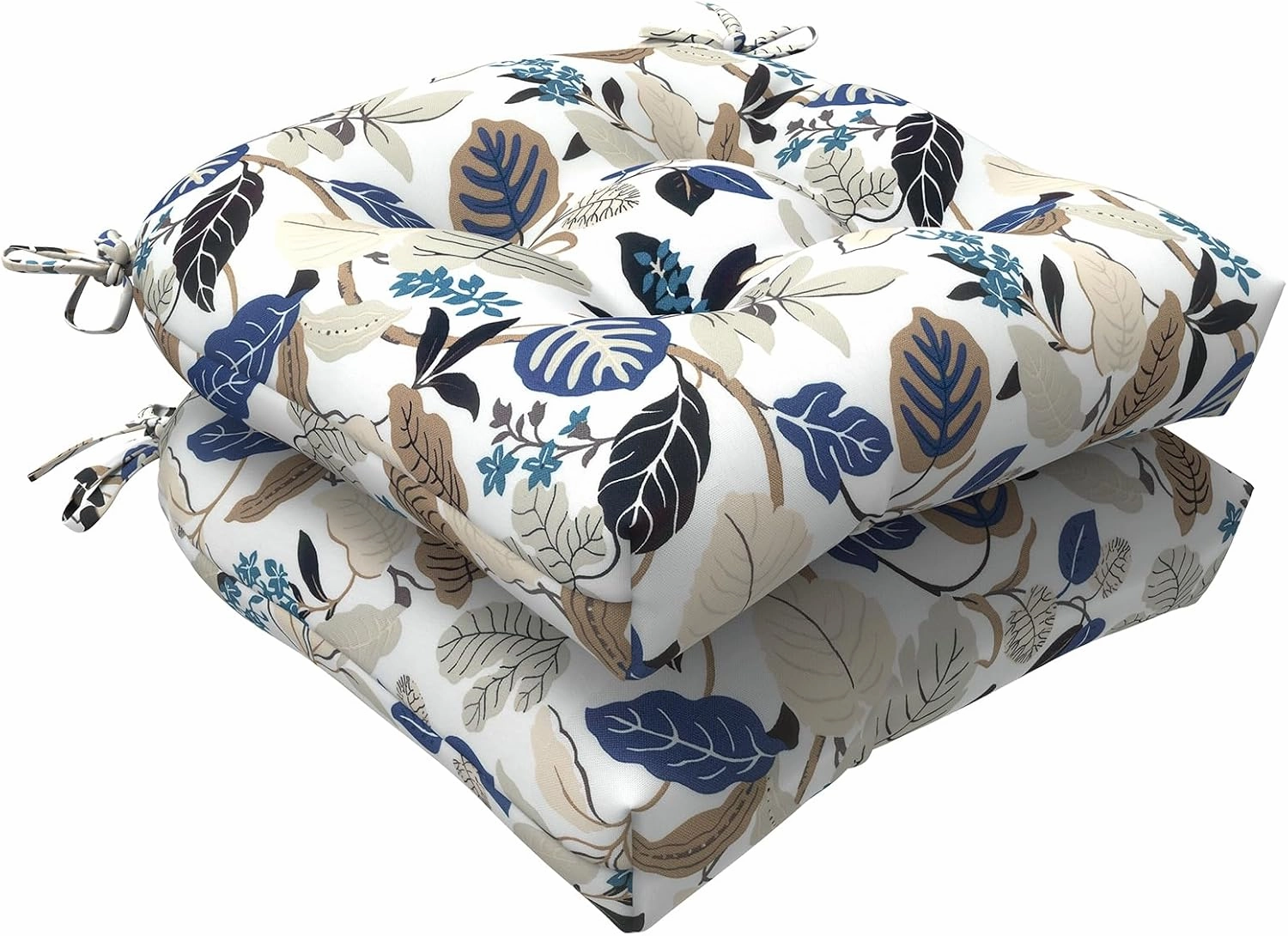 LVTXIII Outdoor Seat Cushions Seasonal Tufted Chair Cushions, Patio Chair Pads for Dining Chairs, Office Armchairs and Garden Furniture Decoration, Round Back, 19x19x4, Breeze Leaves Beige