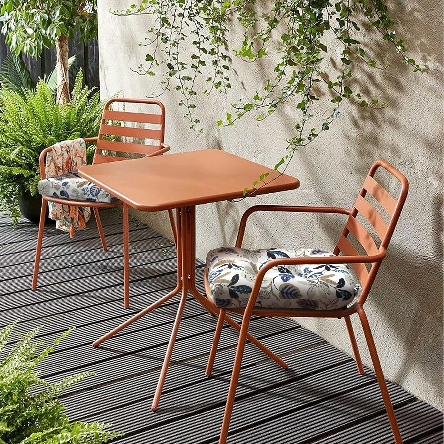LVTXIII Outdoor Seat Cushions Seasonal Tufted Chair Cushions, Patio Chair Pads for Dining Chairs, Office Armchairs and Garden Furniture Decoration, Round Back, 19x19x4, Breeze Leaves Beige