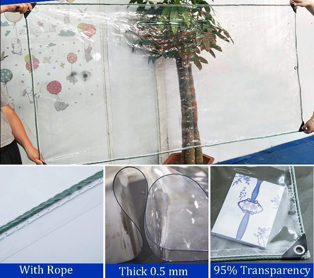 LXB Outdoor Multipurpose Tarpaulin-Tarpaulin Waterproof Clear Veranda Tarp - Thicken Outdoor Garden for Greenhouse Balcony Camping Boat with Eyelets, 550G /M²,1Mx1.5M