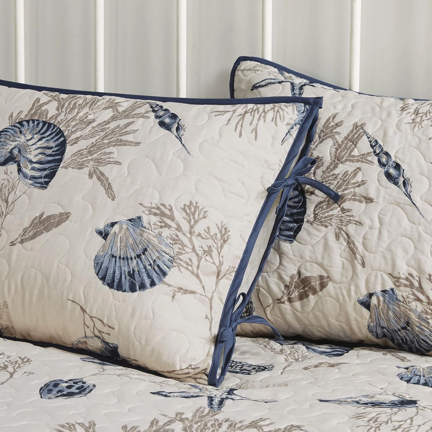 Madison Park Daybed Cover Double Sided Quilting Casual Design All Season Bedding Set with Bedskirt, Matching Shams, Decorative Pillow, 75 in x 39 in, Seashell Blue