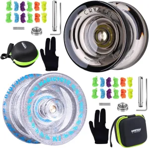 MAGICYOYO K1 Silver Glitter Clear Dual Purpose Yoyo   K2 Crystal Black Dual Purpose Yoyo