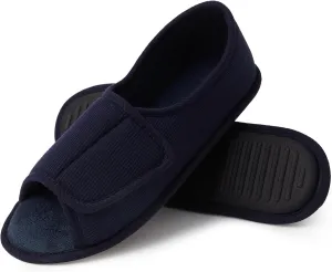 Magtoe Adjustable Open Toe Indoor Slippers Diabetic House Shoes with Hook and Loop for Men and Women Memory Home Slippers