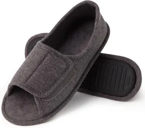 Magtoe Adjustable Open Toe Indoor Slippers Diabetic House Shoes with Hook and Loop for Men and Women Memory Home Slippers