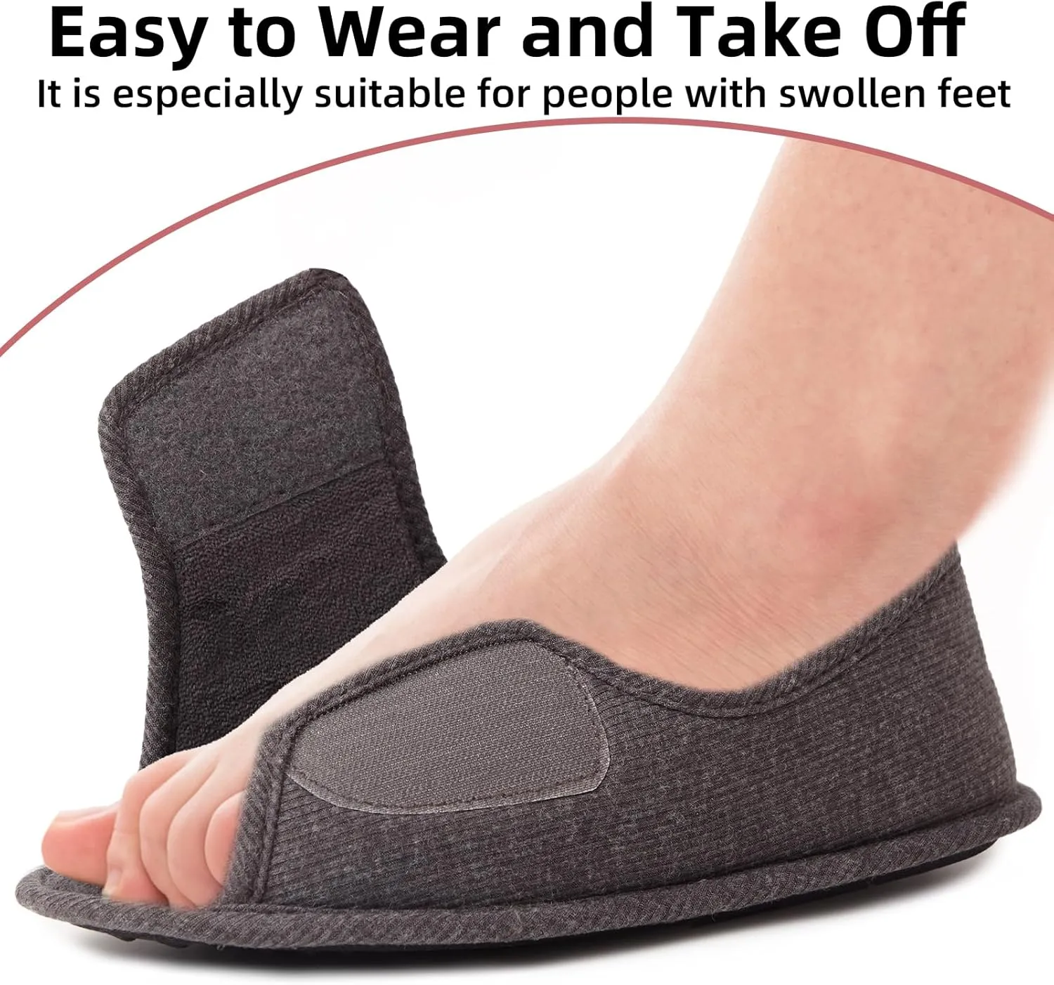 Magtoe Adjustable Open Toe Indoor Slippers Diabetic House Shoes with Hook and Loop for Men and Women Memory Home Slippers