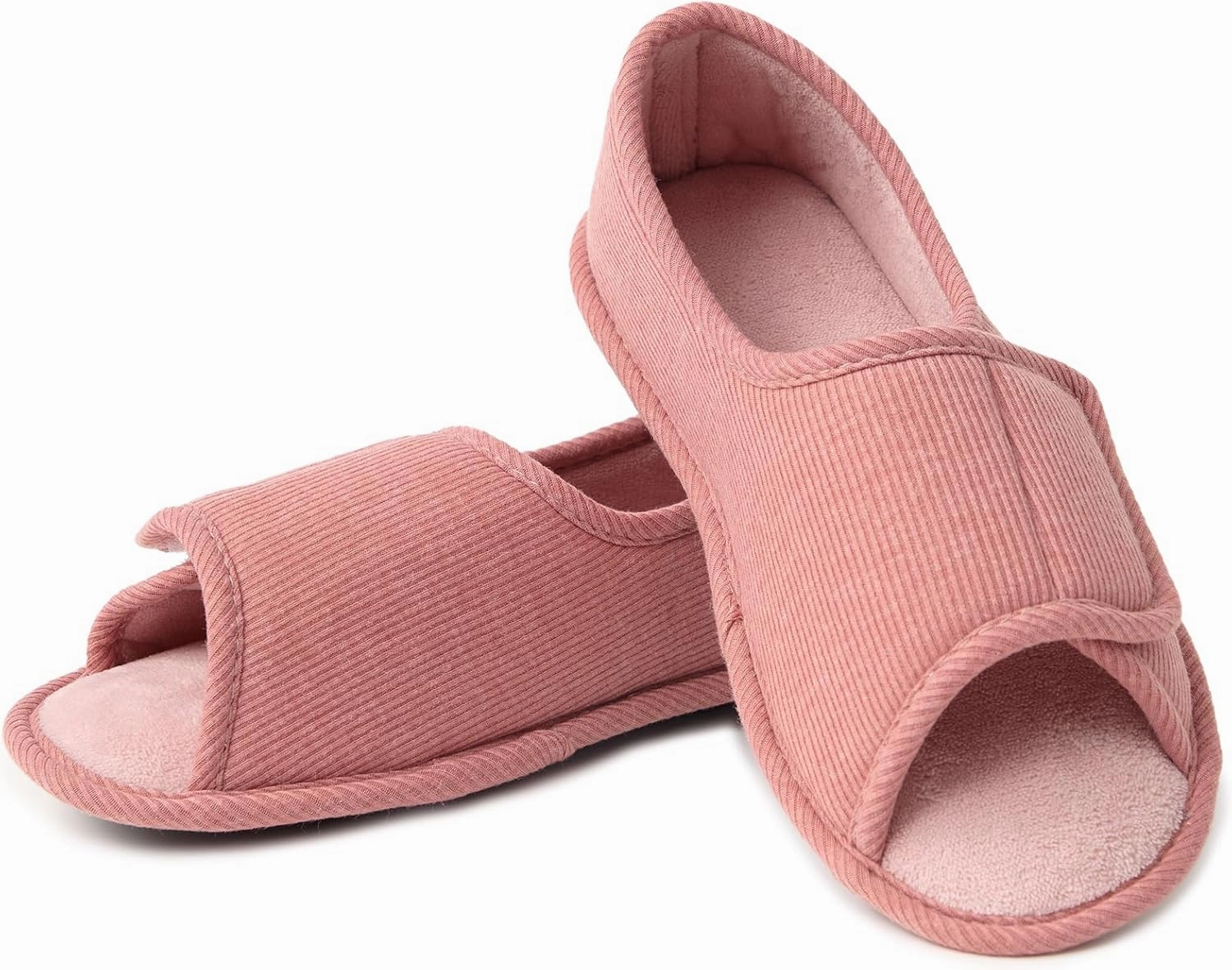 Magtoe Adjustable Open Toe Indoor Slippers Diabetic House Shoes with Hook and Loop for Men and Women Memory Home Slippers
