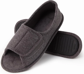 Magtoe Adjustable Open Toe Indoor Slippers Diabetic House Shoes with Hook and Loop for Men and Women Memory Home Slippers