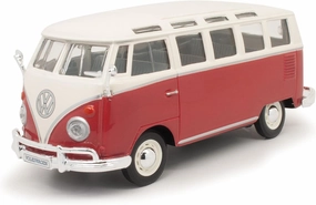Maisto Volkswagen Van "Samba" Bus, Red & Beige 31956 - 1/25 (1/24) Scale Diecast Model Toy Car